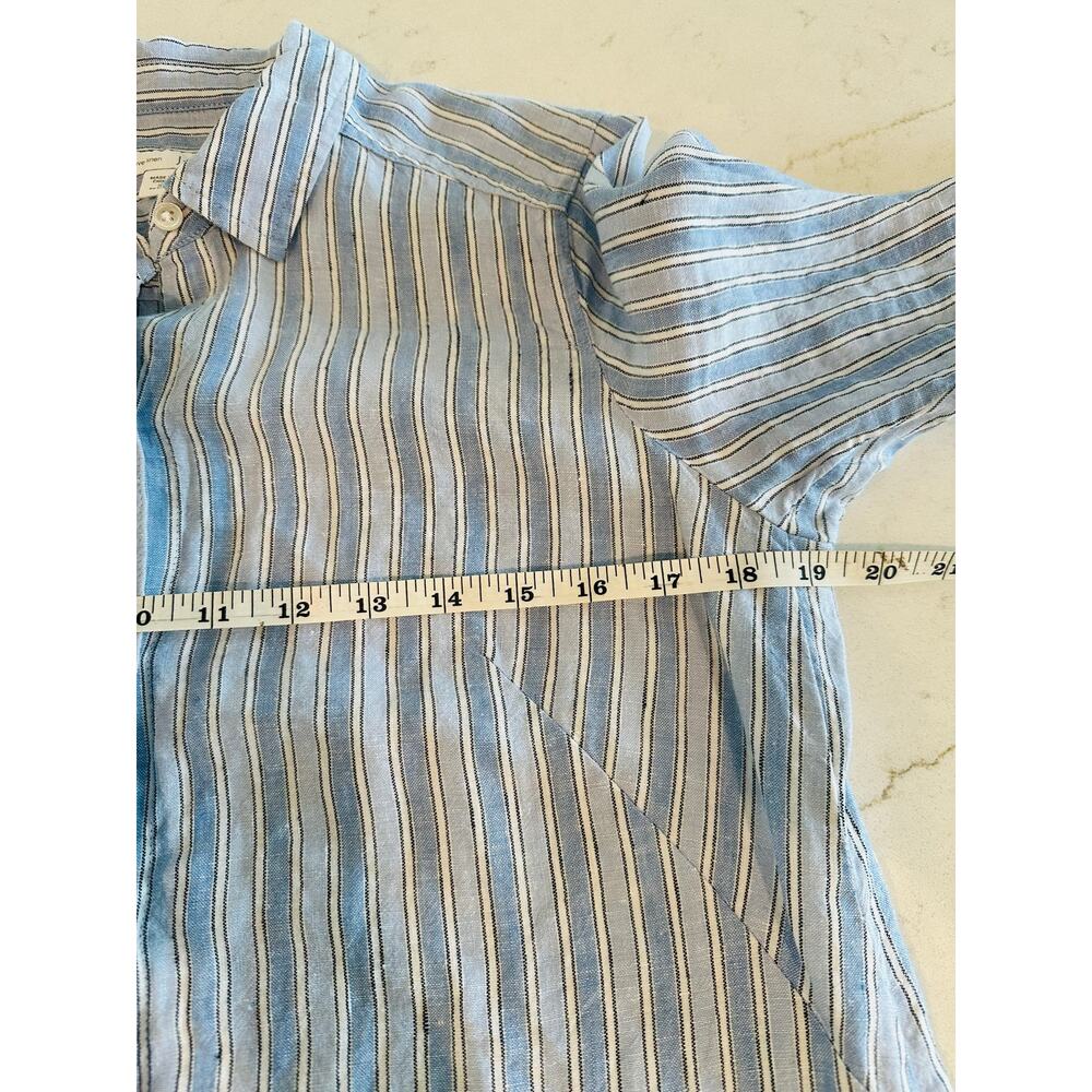 J. Jill Linen Striped Shirt Dress SP Blue White Button Front Casual Chic Travel - Picture 8 of 10